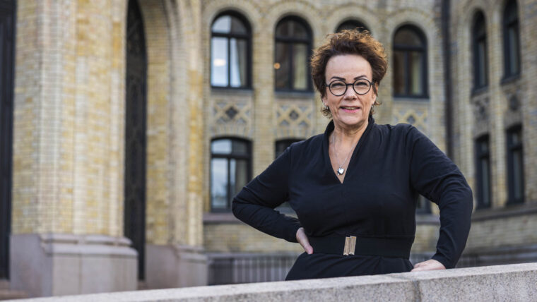 Anne Grethe Hauan utenfor Stortinget