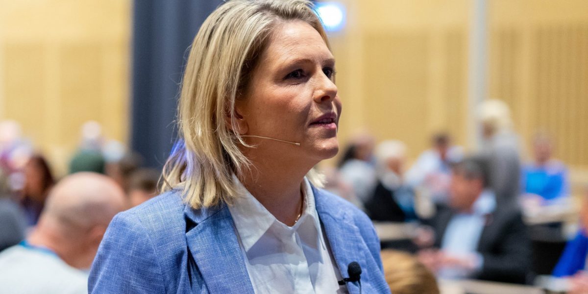 Foto av Sylvi Listhaug på høstkonferansen.