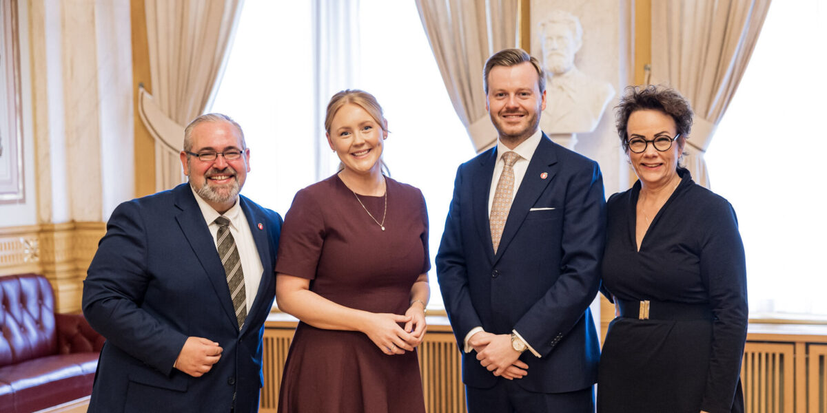 Fremskrittspartiets helsefraksjon på Stortinget: Stig Abrahamsen (t.v.), Julia Brännström Nordtug, Kristian Eilertsen og Anne Grethe Hauan.