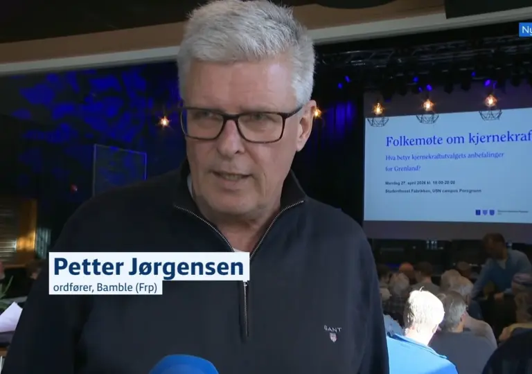 Lenke til artikkel om Bamble-ordfører på folkemøte om kjernekraft